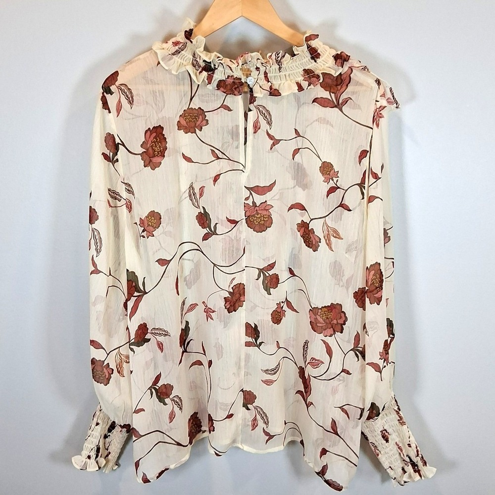 NWT Eloquii Elements Floral Sheer Ruffle Blouse Womens Sz 24 Smocked Romantic - Picture 11 of 14